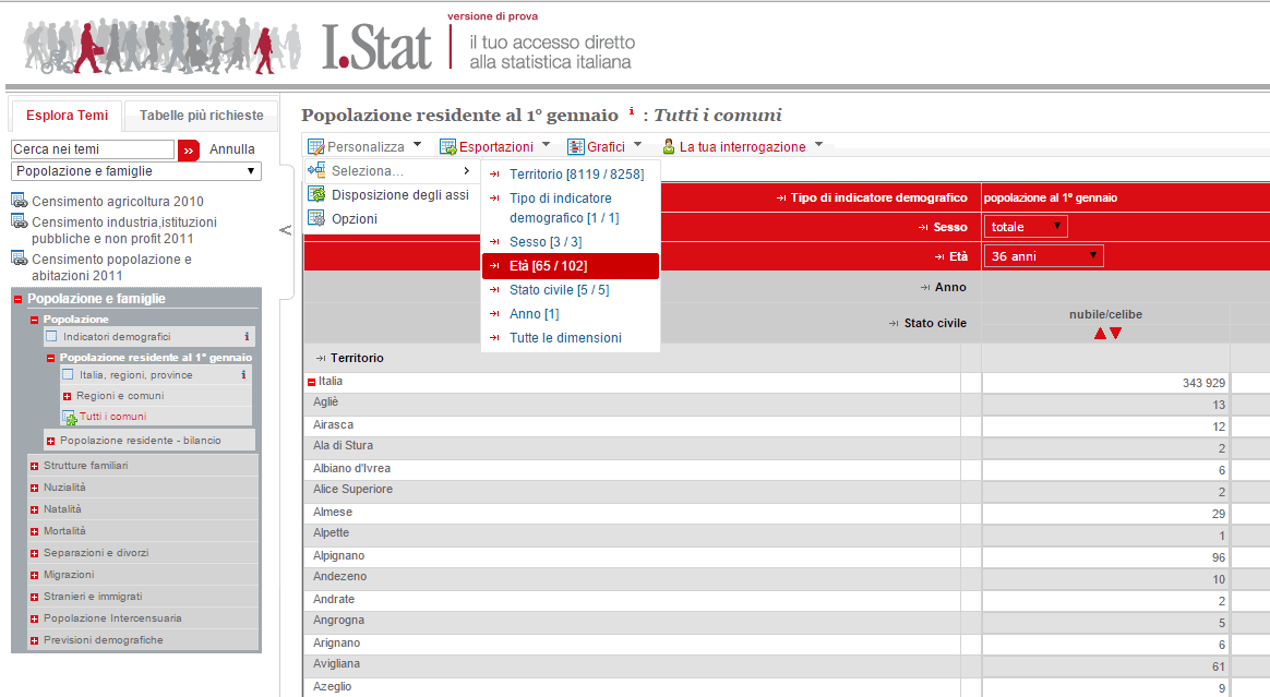 personalizzazione di qualche parametro per le interrogazioni