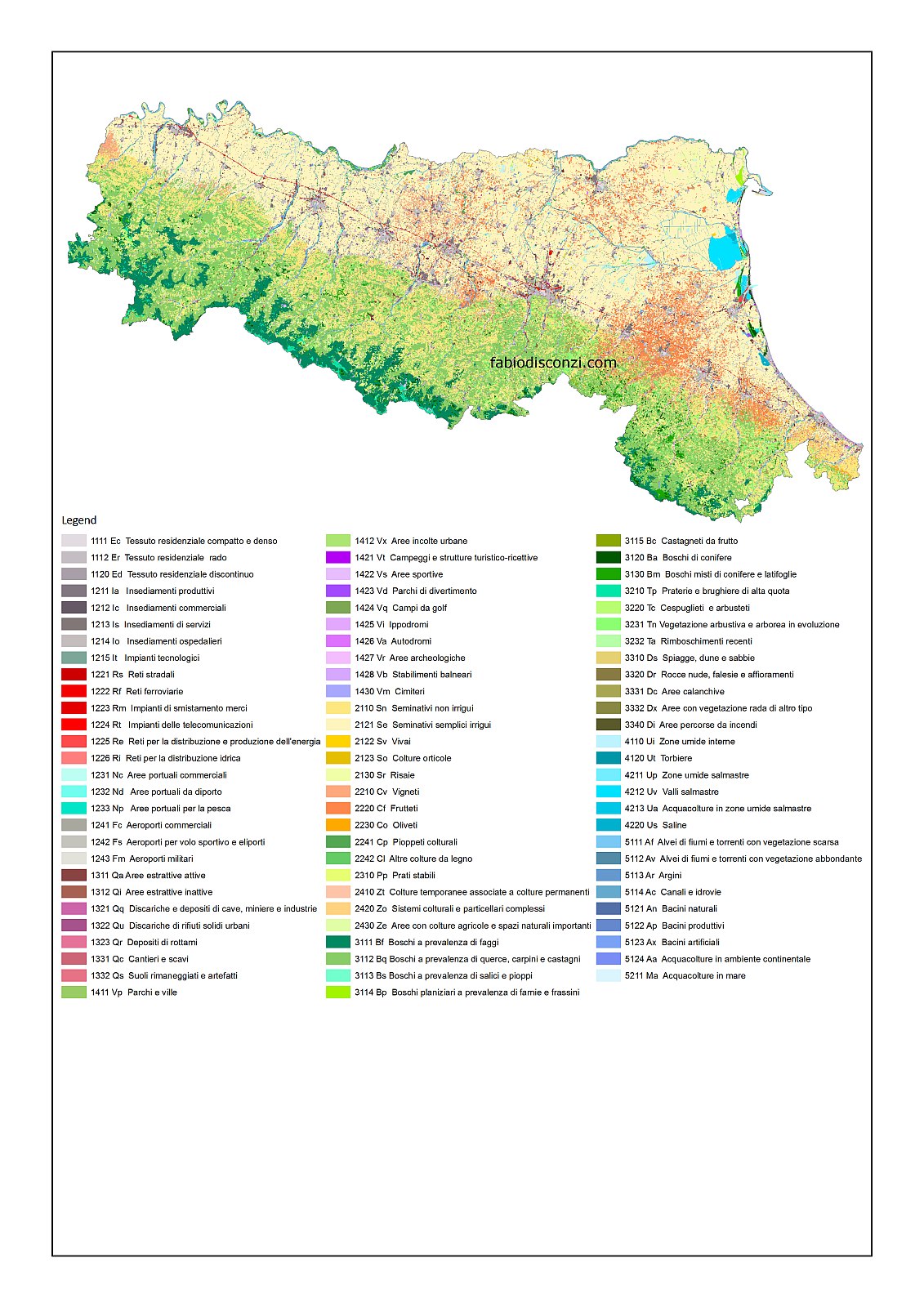 copertura del suolo regione Emilia Romagna
