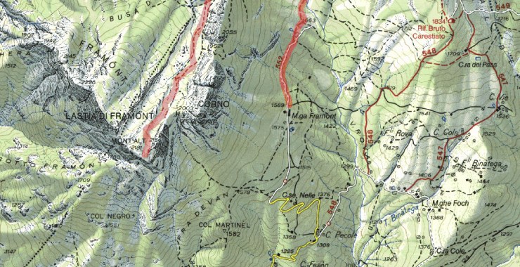 Cartina Mont Alt di Framont