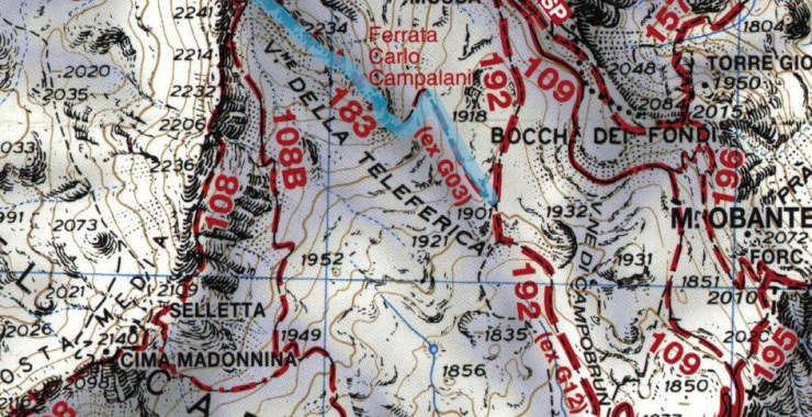 Cartina - mappa della ferrata Campalani