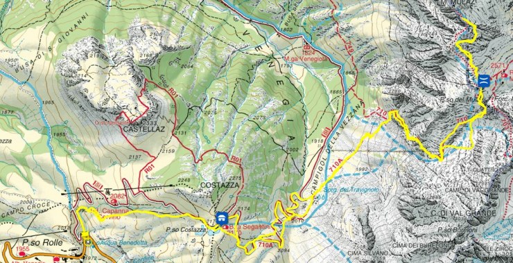 Cartina escursione al Mulaz