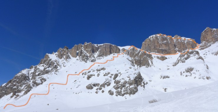 Traccia della discesa fuoripista del Canale delle Torrette